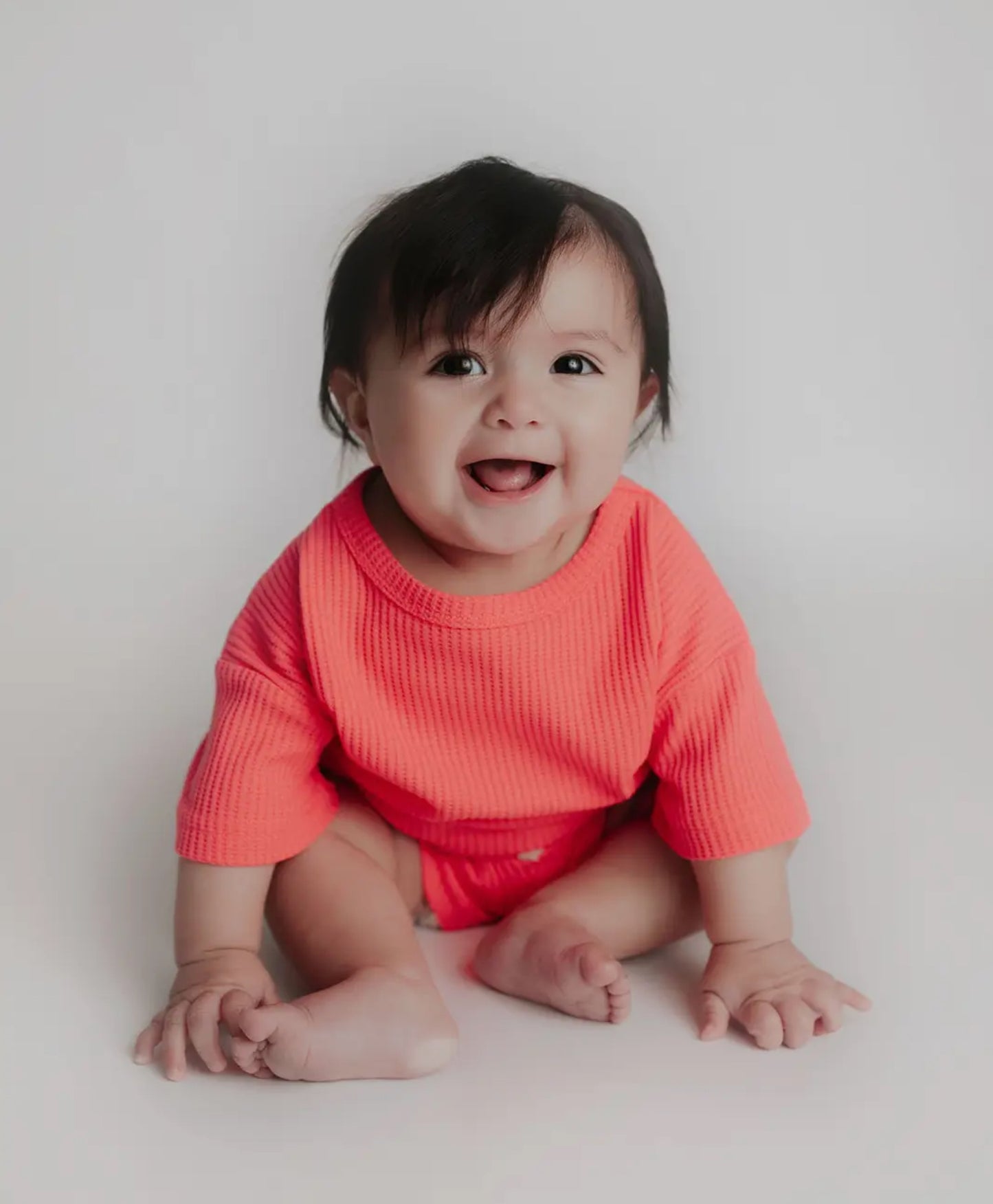 Hot Neon Pink Barbie Summer Waffle Toddler Top & Bottom Set