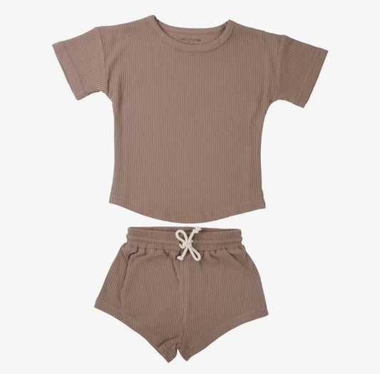 Cocoa Sands Neutral Summer Waffle Toddler Top & Bottom Set