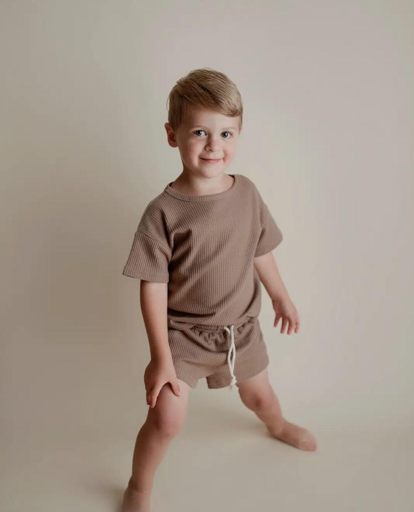 Cocoa Sands Neutral Summer Waffle Toddler Top & Bottom Set