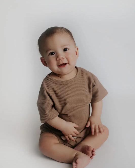 Cocoa Sands Neutral Summer Waffle Toddler Top & Bottom Set