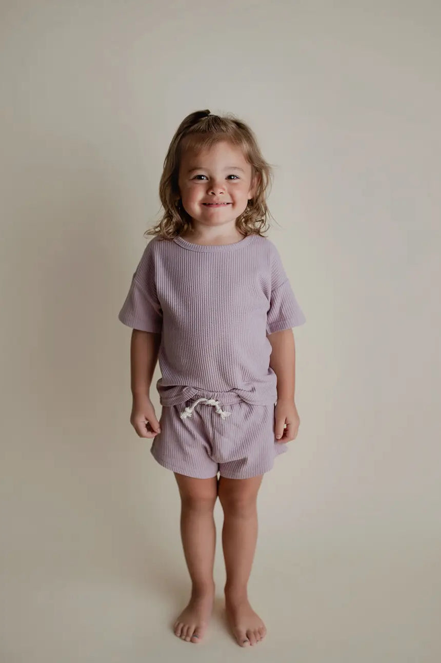 Wild Orchid Purple Summer Waffle Toddler Top & Bottom Set