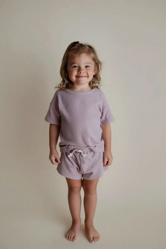 Wild Orchid Purple Summer Waffle Toddler Top & Bottom Set
